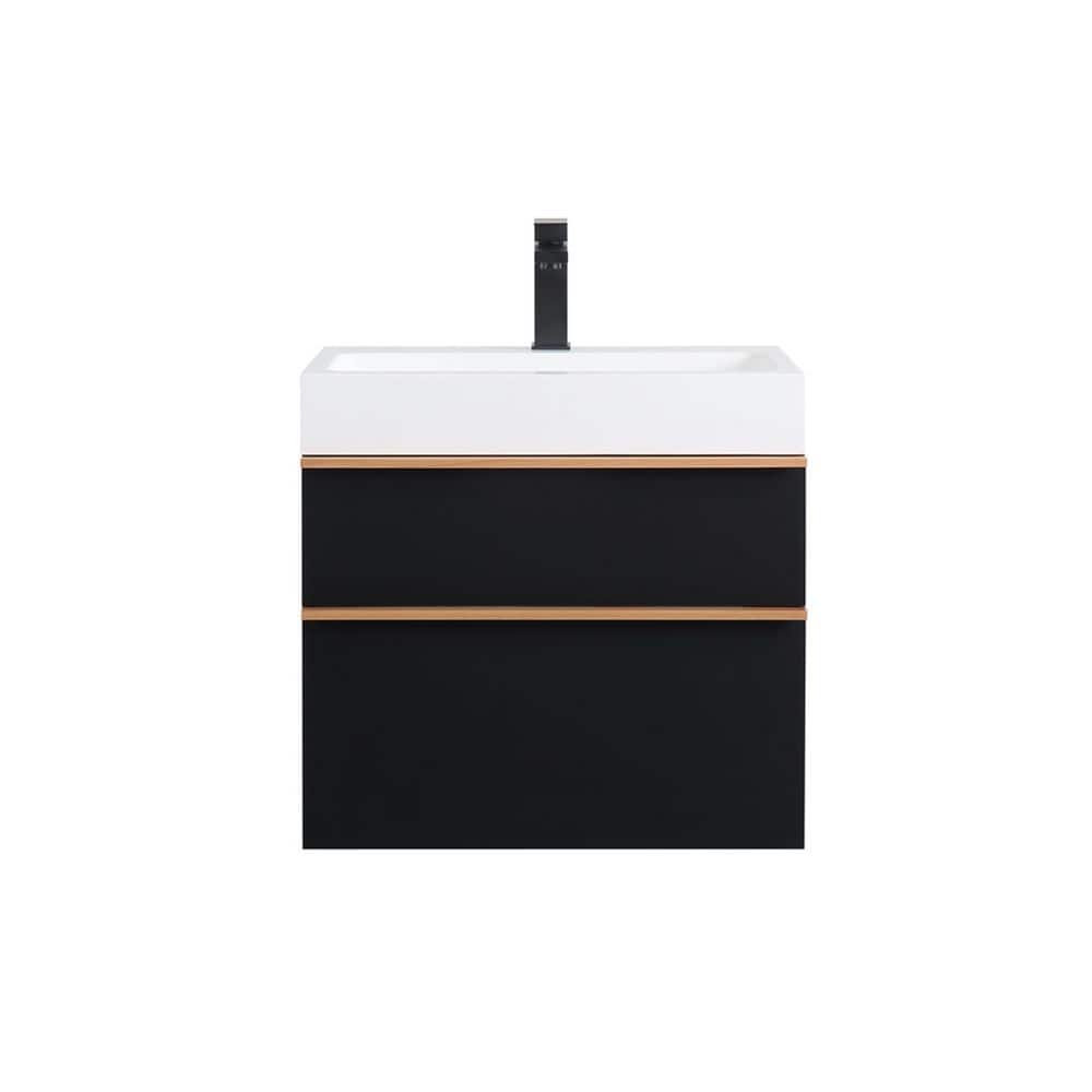 24 in. Wall Mounted Black Bath Vanity with White Acrylic Top Pre-Assembled price history on PriceWatchPro