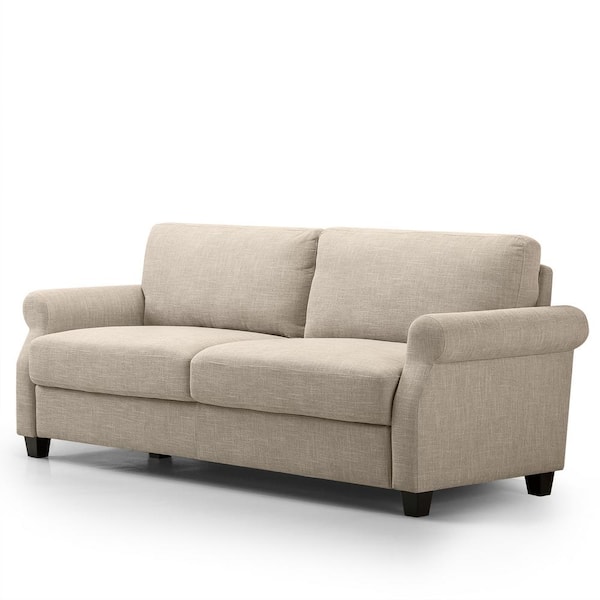 Zinus Josh 3-Seat Beige Upholstered Sofa