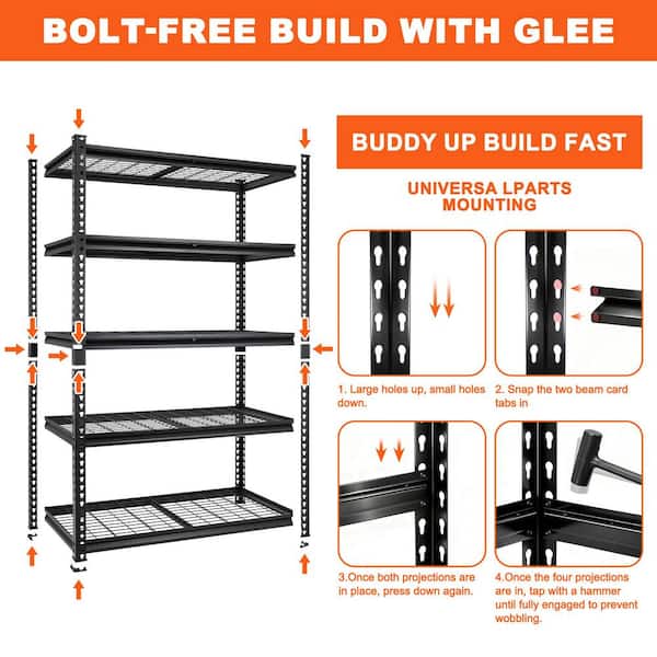 Siavonce 5-Tiers Heavy Duty Garage Metal Adjustable Household