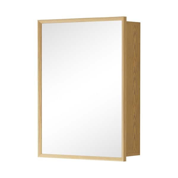 Alaya 24 in. W x 30 in. H Rectangular Wood Reversible Medicine Cabinet with Mirror, Adjustable Shelves, Oak