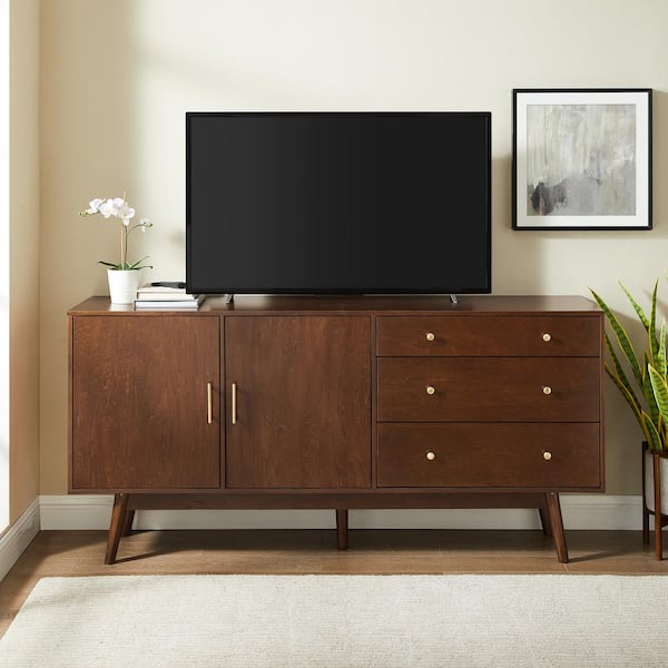Walnut 70 in. Mid-century Modern 3-Drawer and 2-Door Sideboard