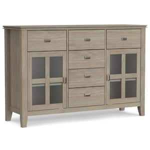 Artisan Solid Wood 54 in. Wide Transitional Sideboard Buffet Credenza in Distressed Grey