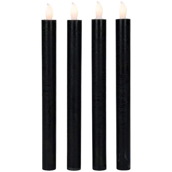 LED Flickering Flameless Solid Taper Halloween Candles 9.5 in. - Black - Set of 4