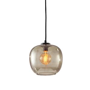 1-Light Mini Pendant with Clear Glass Black Accent