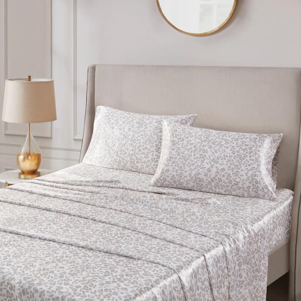 Satin 2-Piece Taupe Leopard Microfiber Standard Luxury 2 PC Pillowcases