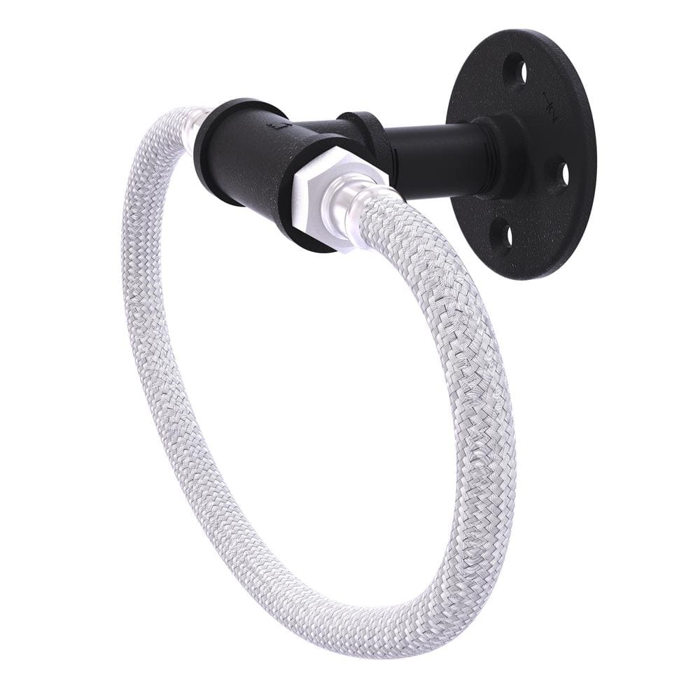 Matte Black Stainless Steel Braided Wall Mounted Towel Ring
