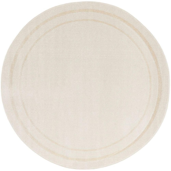 Essentials Ivory Gold 6 ft. x 6 ft. Solid Contemporary Round Area Rug