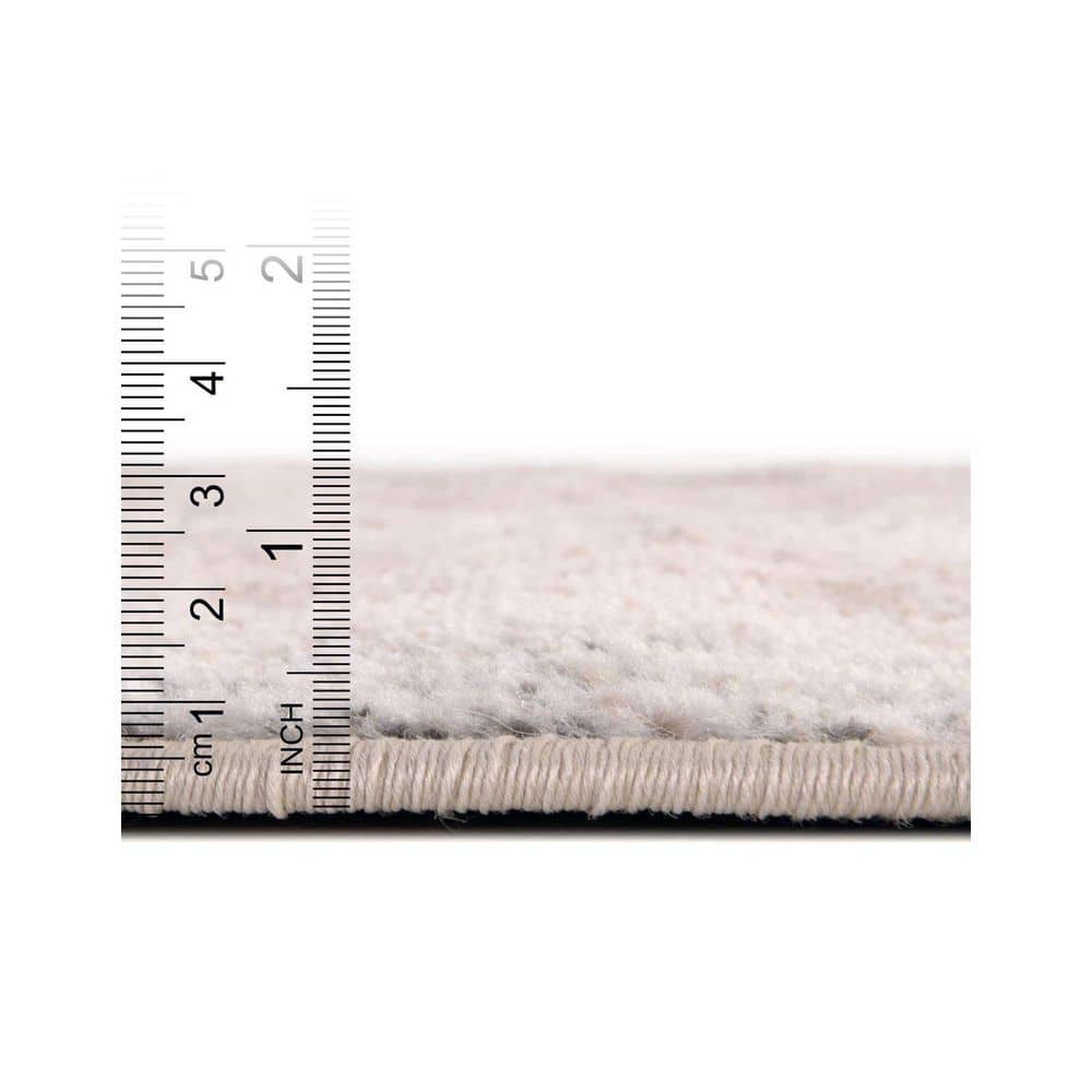 Ivory and Gray Geometric Synthetic 6' x 9' Area Rug