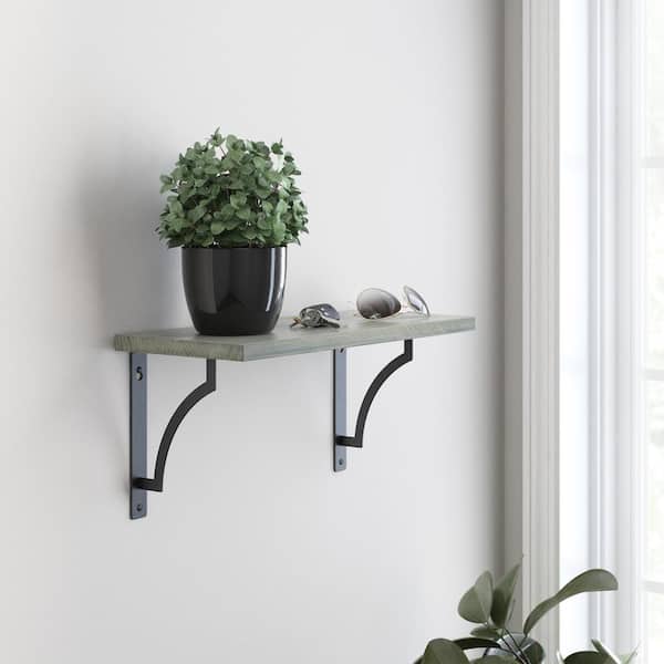 2-Pack 8 in. Matte Black Steel Classic Casual Decorative Shelf Bracket