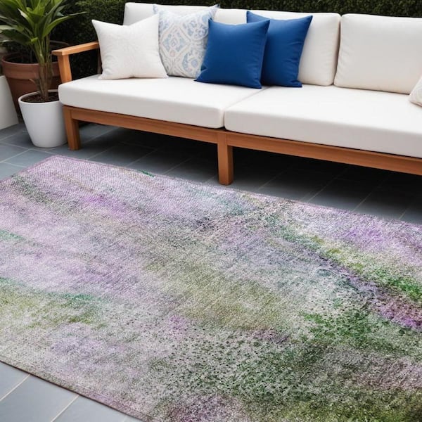 HomeRoots Purple 10 x 14 Abstract Indoor /Outdoor Area Rug