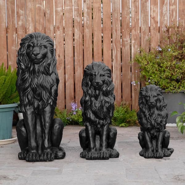 Glitzhome Set of 2-36.25 in.H Oversized MGO Black Guardian Sitting