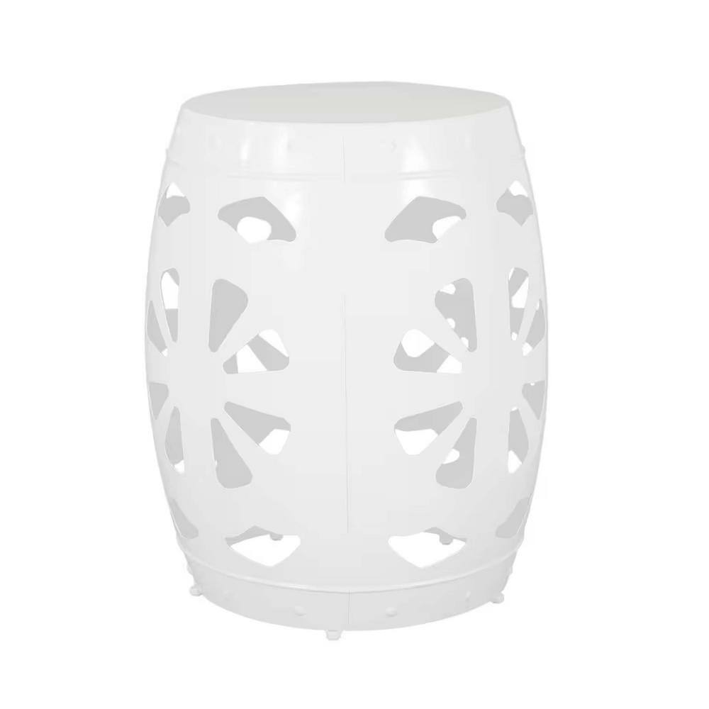 White Round Metal Outdoor Side Table, for Garden Backyard Lawn Backyard