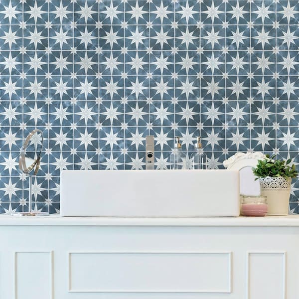多様な Harmonia Tile Merola Kings Ceramic in. 13 x in. 4 Sky Star ヴァイスシュヴァルツ