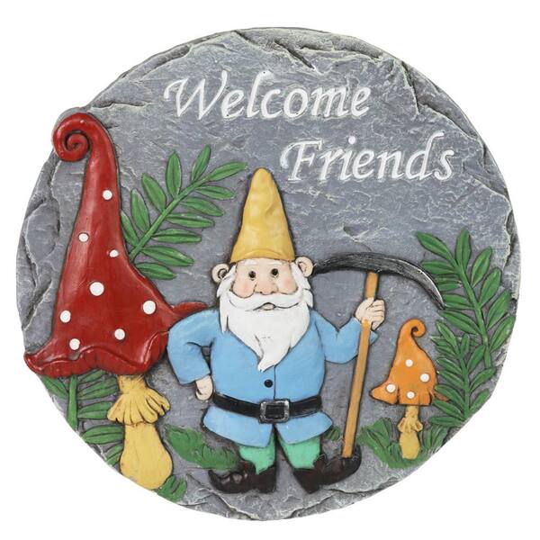 Exhart Welcome Friends Stepping Stone 10in. x 10in. x 1.25in. Welcome Friends Resin Step Stone
