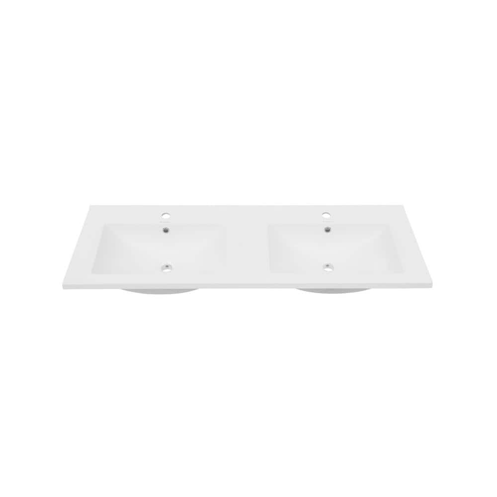 White Ceramic 48" Vanity Top with Double Basins
