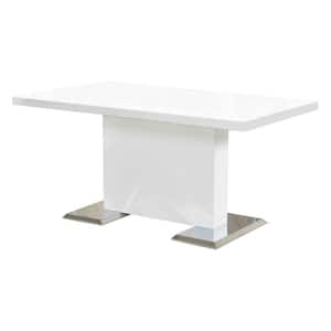 Bono White Wood 63 in. W Pedestal Dining Table (Seats 6)