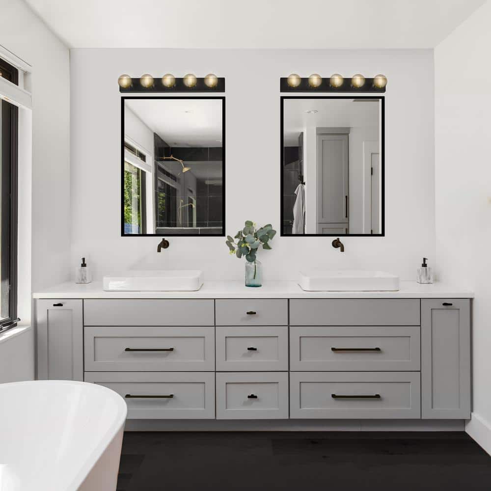 Matte Black 5-Light Dimmable Vanity Strip Light