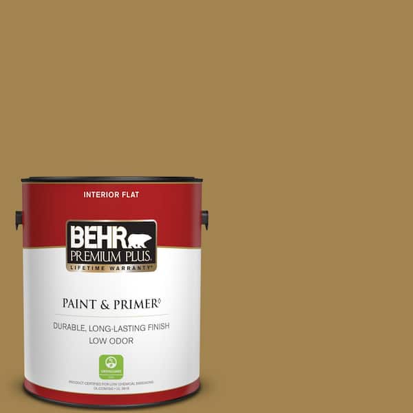 BEHR PREMIUM PLUS 1 gal. #330F-6 Bristle Grass Flat Low Odor Interior Paint & Primer