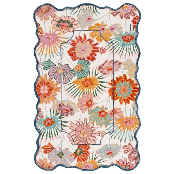 Jardin 9 ft. x 12 ft. Ivory/Rust Floral Border Area Rug