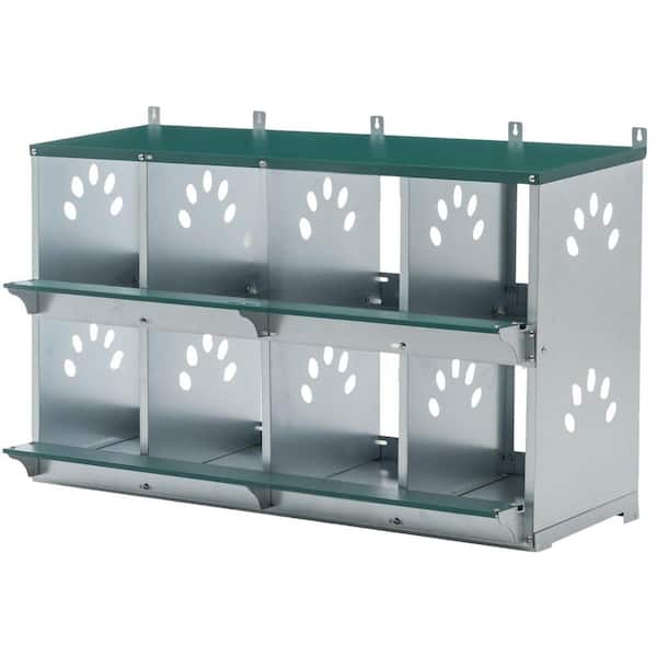 Outdoor Screen Panel, 8-Compartment Chicken Nesting Boxes for Laying Eggs, Metal Poultry Nest Box Wall Mount in Green