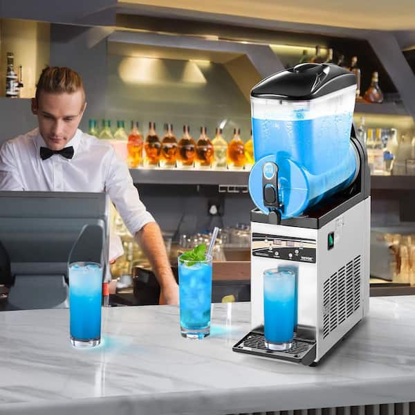 507 oz./15 L Commercial Slushy  Machine Single Tank Silver Margarita Machine 500-Watt Stainless Steel Snow Cone Machine
