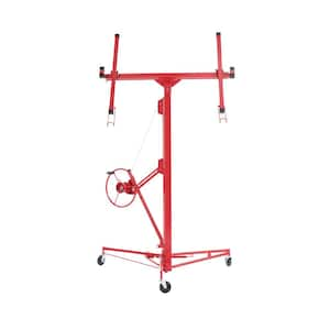 11 ft. Red Drywall Panel Hoist Jack Caster Construction Lockable Tool