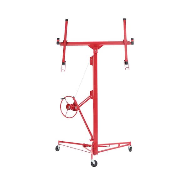 11 ft. Red Drywall Panel Hoist Jack Caster Construction Lockable Tool