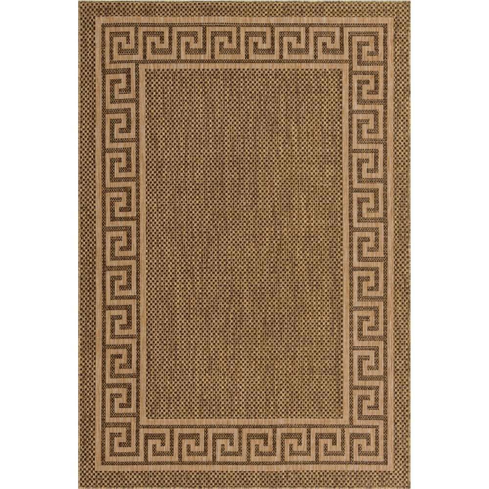 Brown 6' x 9' Rectangular Synthetic Flat Woven Outdoor Rug