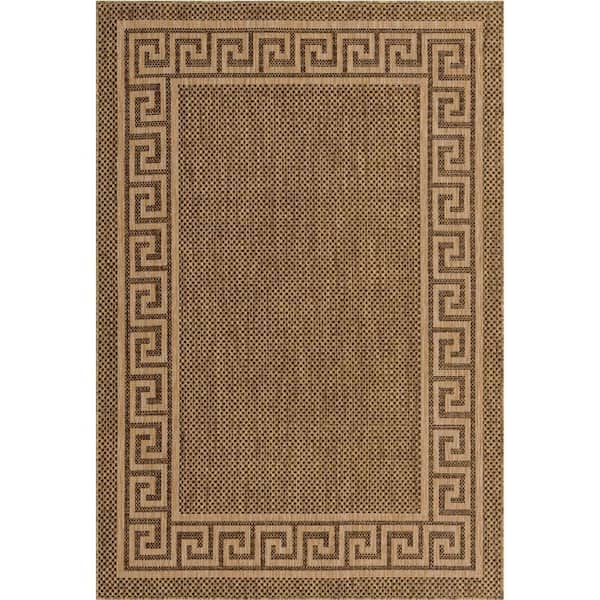 Unique Loom Outdoor Greek Key Brown 6' 0 x 9' 0 Area Rug
