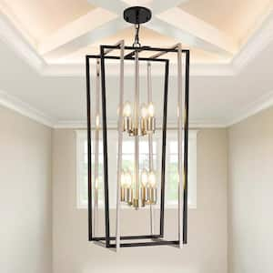 8-Light Modern Chandelier Semi Flush Mount Ceiling Light Fixture in silver for Dining Room Hallway Entryway Bedroom