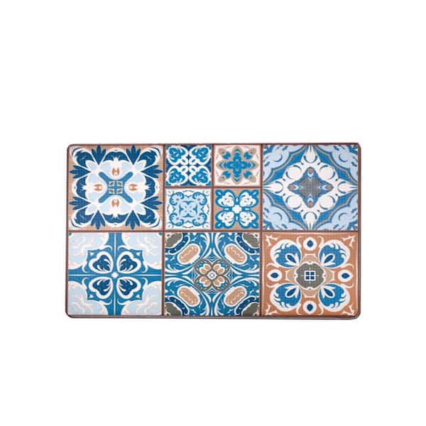 ALLINHOMIE Modern Tiles Multi-Colored 17 in. x 30 in. Comfort Anti