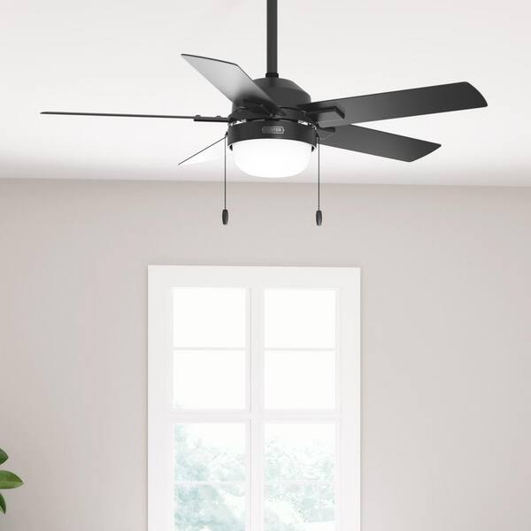 Hunter Zeal 44 in. Matte Black Indoor Ceiling Fan with Light Kit