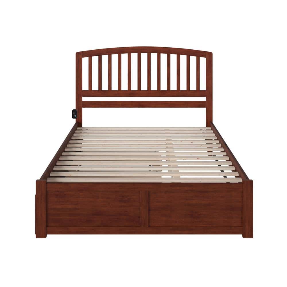 Richmond Walnut King Wood Platform Bed with Twin XL Trundle