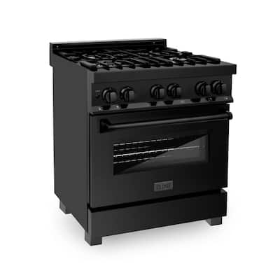 ZLINE 30 in. 4.0 cu. ft. Dual Fuel Range with Gas Stove and Electric Oven in Black Stainless Steel (RAB-30)