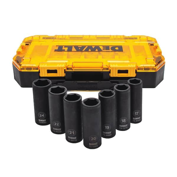 DEWALT 1 2 in. Drive Metric Impact Socket Set 7 Piece DWMT74737