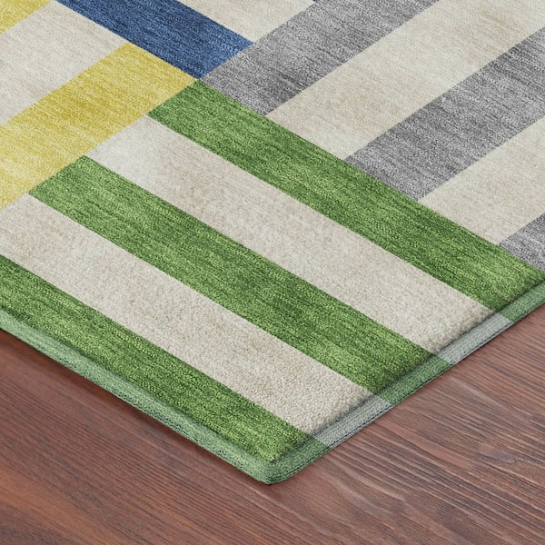 Mayfield Premium Machine Washable Abstract AMF2332 Blue 9 ft. x 12 ft. Area Rug