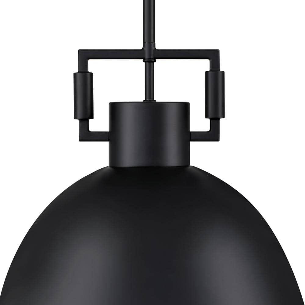 Matte Black Glass Bowl Pendant Light with LED