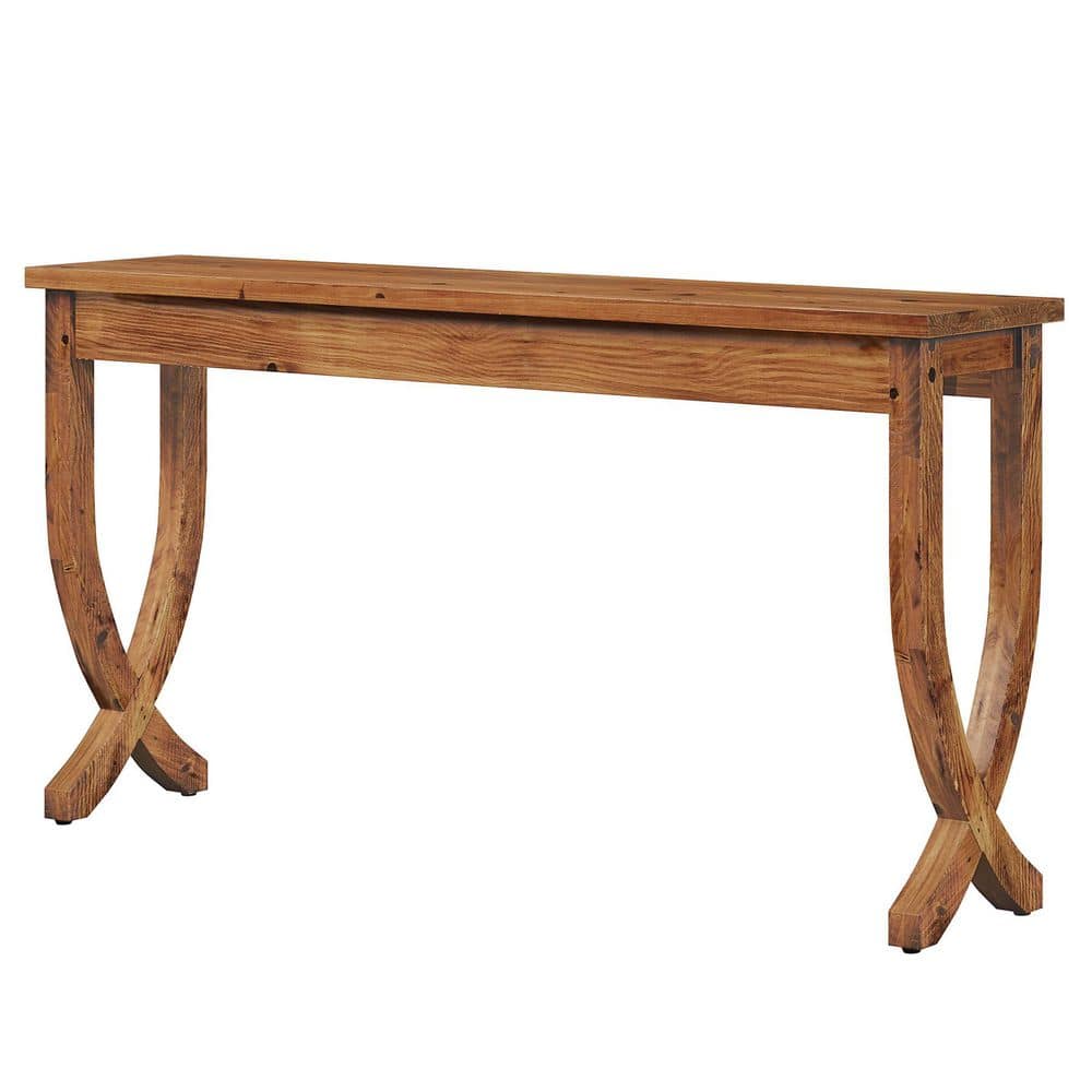 Turrella 63 in. Lighr Brown Rectangle Solid Wood Console Table with X-Shaped Legs and Thickened Tabletop for Living Room price history on PriceWatchPro