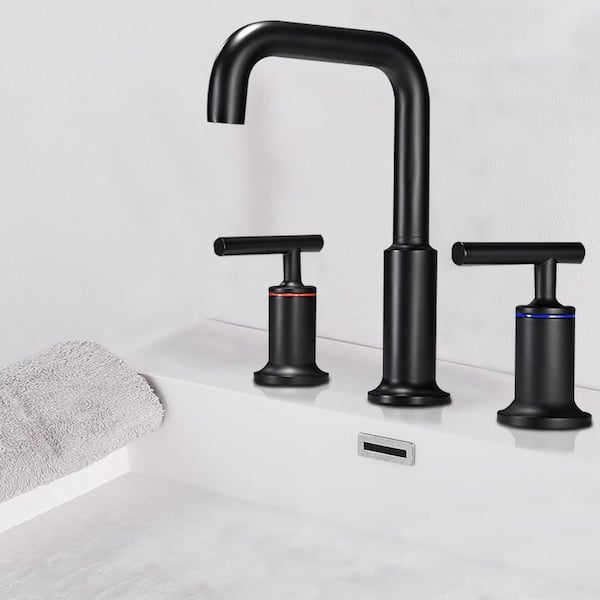 8 in. Widespread 2-Handle Bathroom Faucet with Supply Lines in Matte Black