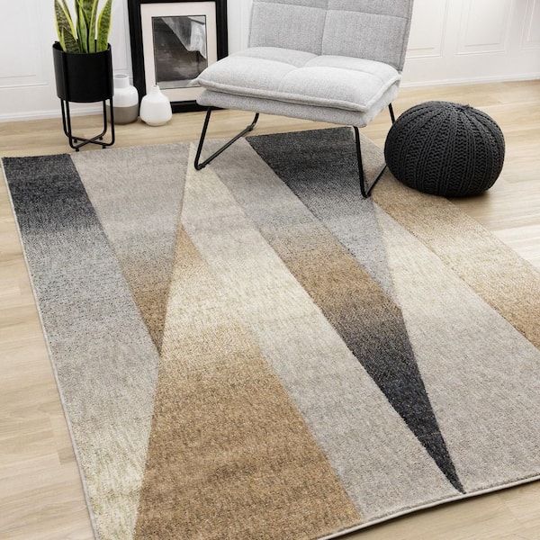 Cora Collections 8 ft. x 11 ft. Grey Geometric Indoor Area Rug