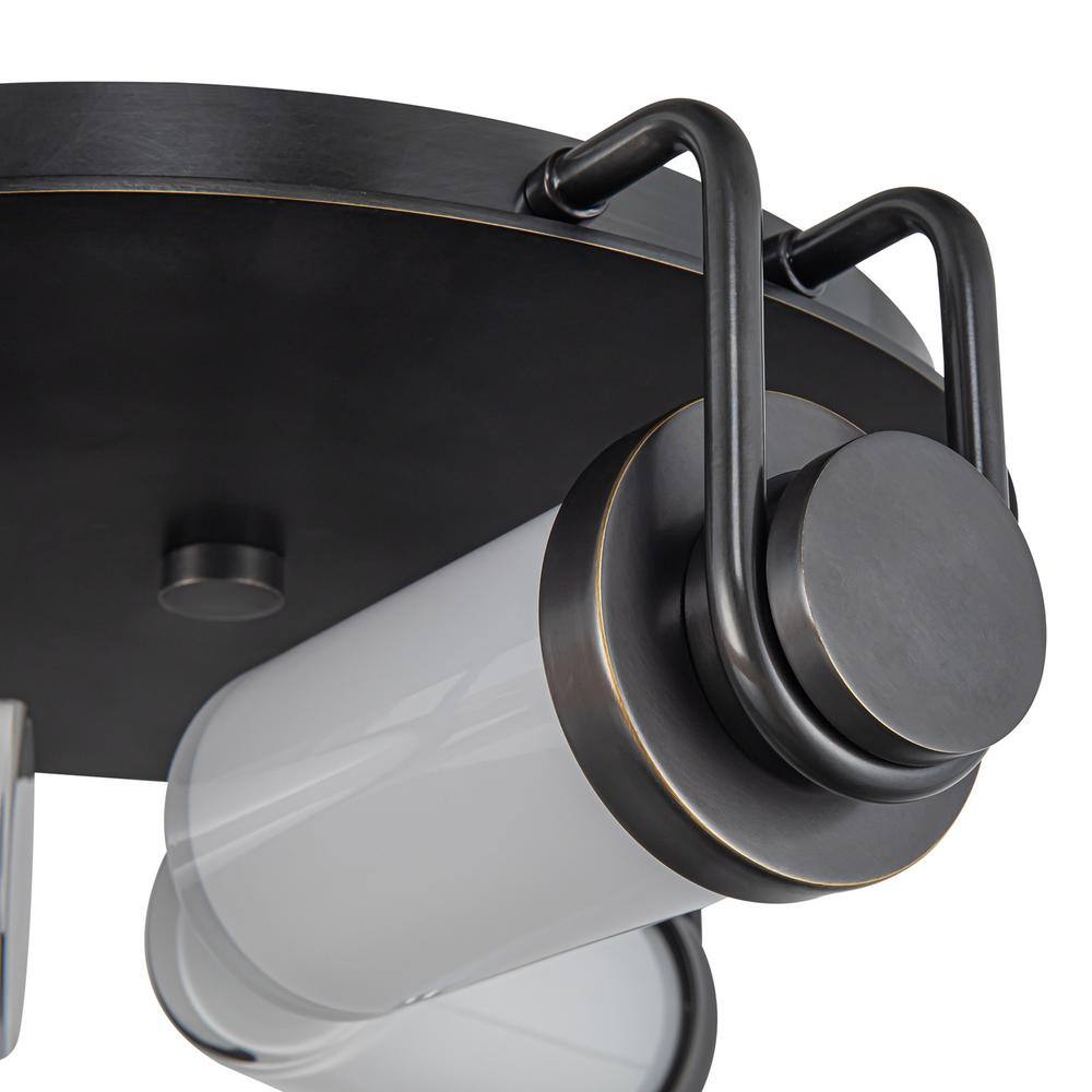 Urban Bronze and Glossy Opal Glass LED Flush Mount Light