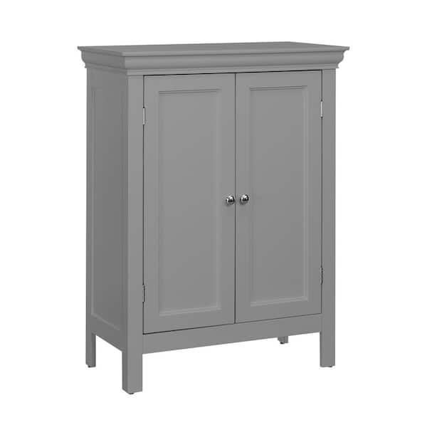 Stratford 26 in. W x 34.5 in. H x 13 in. D Contemporary Wooden Freestanding Floor Linen Cabinet in Gray with 2-Doors