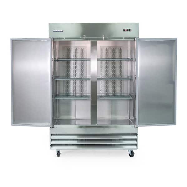 E-Series 54 in. 48 cu. ft. Frost Free Defrost 2 Door Upright Freezer in Stainless Steel