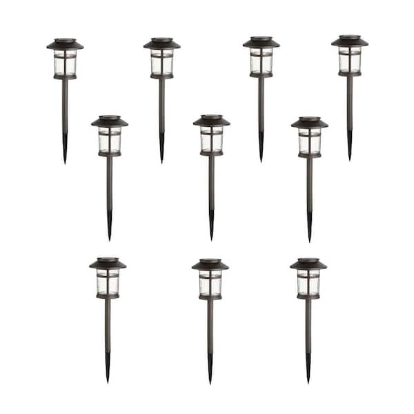 Hampton Bay Duncan 10 Lumen Bronze LED Weather Resistant Outdoor Solar Path Light with Plastic Lens (10-Pack)