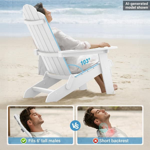 Mximu White Plastic Outdoor Weather-Resistant Folding Adirondack
