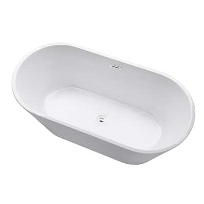 Domme 67.5 in. Acrylic Flatbottom Freestanding Non-Slip Bathtub in White