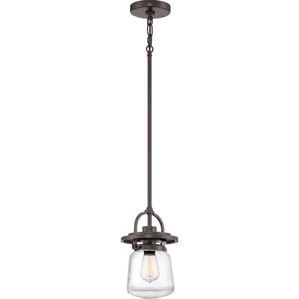Quoizel LaSalle Western Bronze Transitional Clear Glass Jar Pendant Light