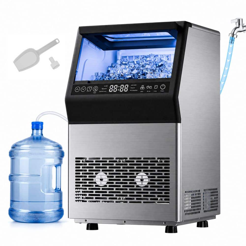 14.17 in. 66 lb./24H Full Size Cubes Freestanding Commercial Ice Maker in Stainless Steel with Dual Water Supply Options price history on PriceWatchPro
