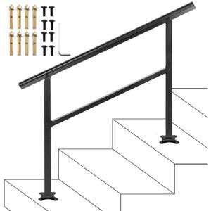 48 in. W x 35.5 in. H Adjustable Handrail Fits 3 Steps or 4 Steps Aluminum Handrails for Outdoor Steps, Black