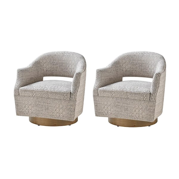 JAYDEN CREATION Felisa Set of 2 Gray Transition Upholstered 360-degree Swivel Barrel Chair